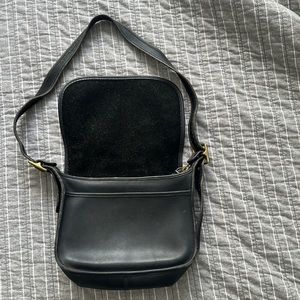 Vintage Coach Black Leather Messenger Bag